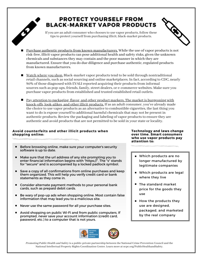 Protect Yourself from Black-Market Vapor Products (Tip Sheet)